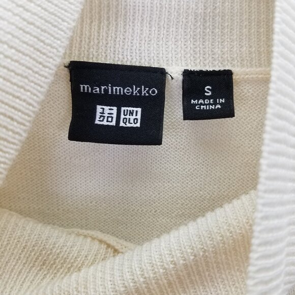 Uniqlo × Marimekko Mock Turtleneck Sweater S Knit Wave Cream Gray Black Wool - Picture 11 of 15